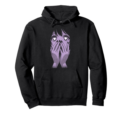 Anime Eyes Hearts Manga Otaku Grunge Hoodie - Minimalist Print for Adults - T-Shirt, Sweatshirt, Hoodie