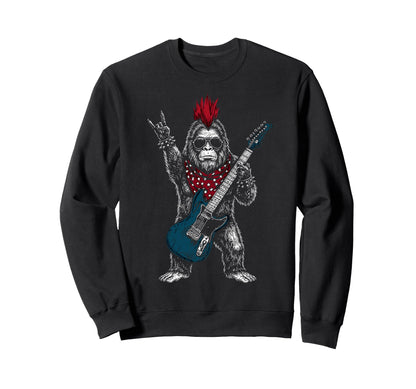 Funny Bigfoot Playing Guitar Usa Sweatshirt - Fun Novelty Design Men Women - T-Shirt, Sweatshirt, Hoodie