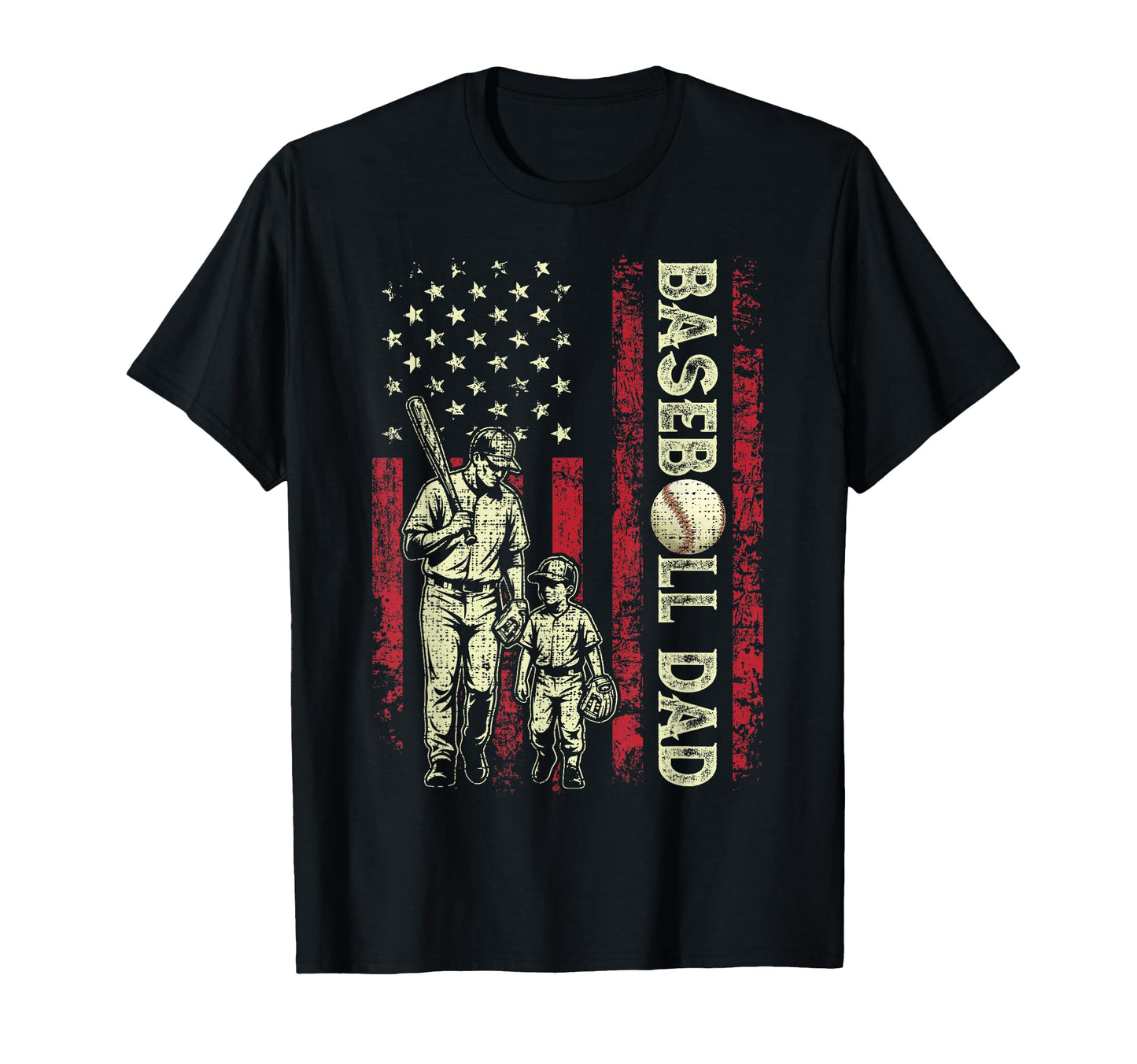 Baseball Dad American Us Flag Patriotic T-Shirt - Trendy Graphic Men Women - T-Shirt, Sweatshirt, Hoodie