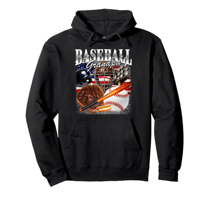 Baseball Grandpa Usa Flag 90S Pop Hoodie - Fun Novelty Design for Adults - T-Shirt, Sweatshirt, Hoodie