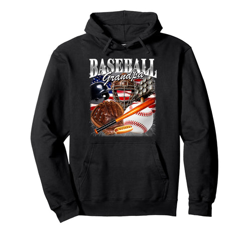 Baseball Grandpa Usa Flag 90S Pop Hoodie - Fun Novelty Design for Adults - T-Shirt, Sweatshirt, Hoodie