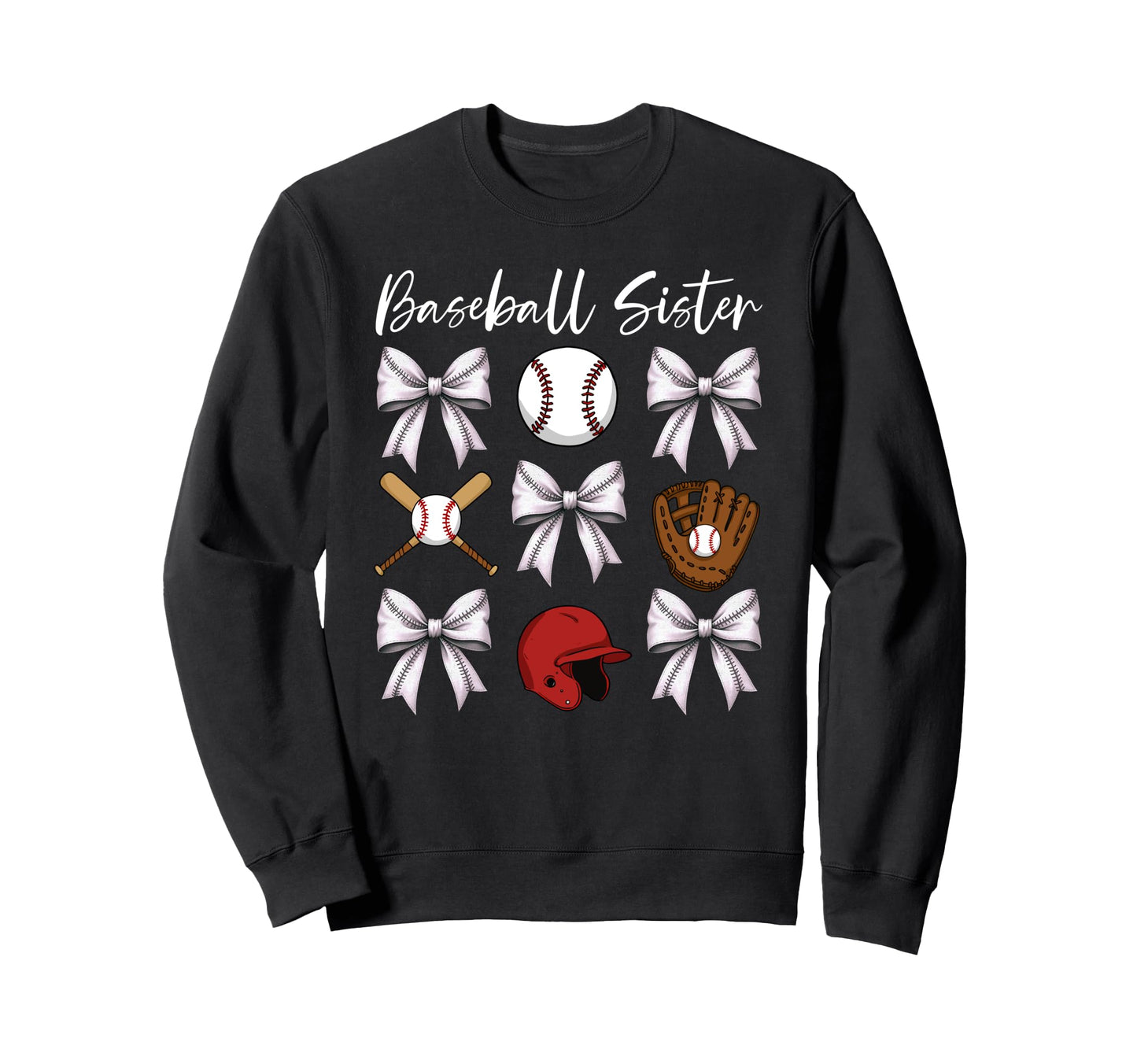 Baseball Sister Coquette Bow Cheer Sweatshirt - Unique Graphic for Adults - T-Shirt, Sweatshirt, Hoodie