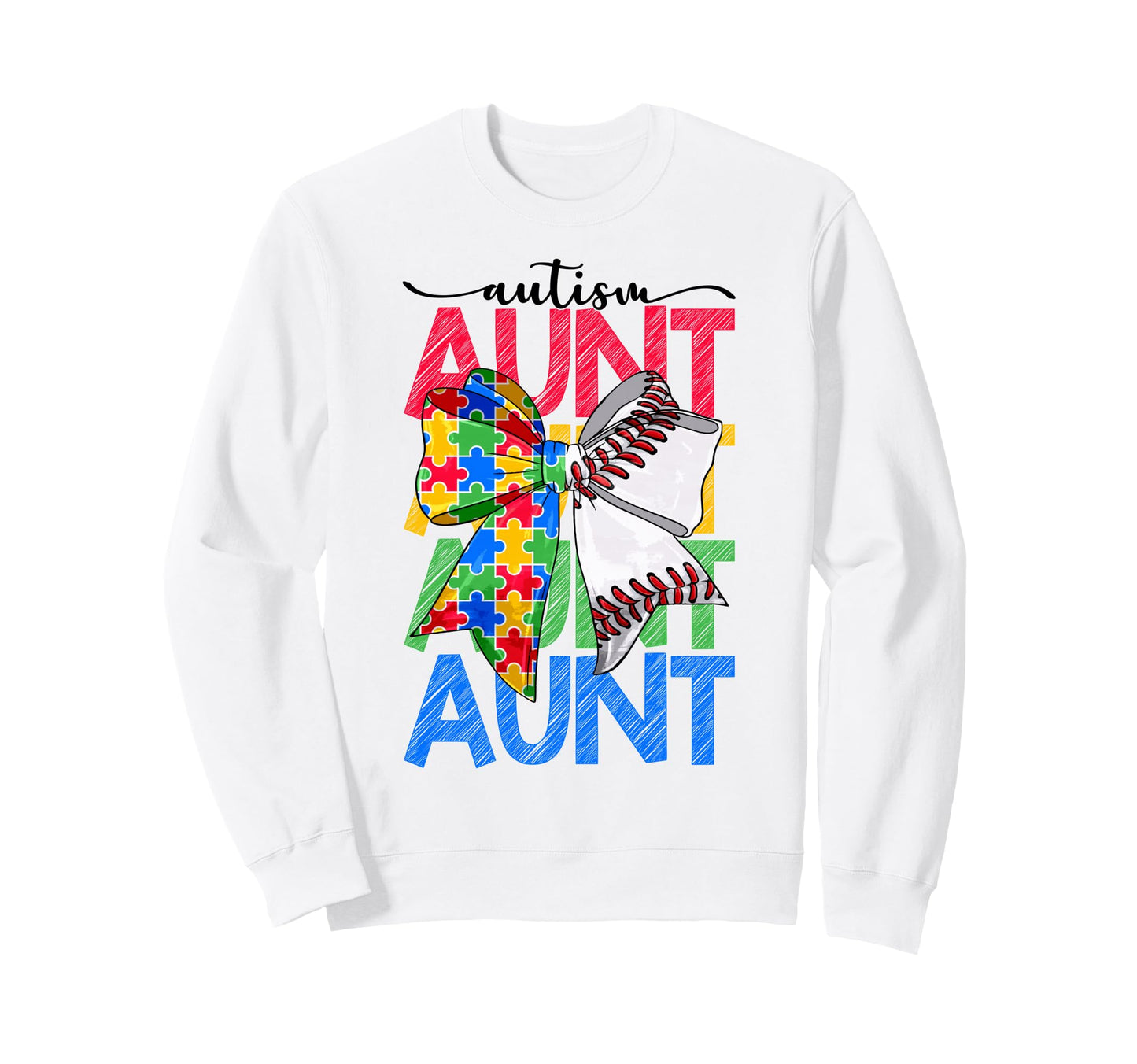 Autism Aunt Autism Awareness Coquette Sweatshirt - Minimalist Print Unisex - T-Shirt, Sweatshirt, Hoodie