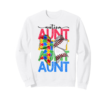 Autism Aunt Autism Awareness Coquette Sweatshirt - Minimalist Print Unisex - T-Shirt, Sweatshirt, Hoodie