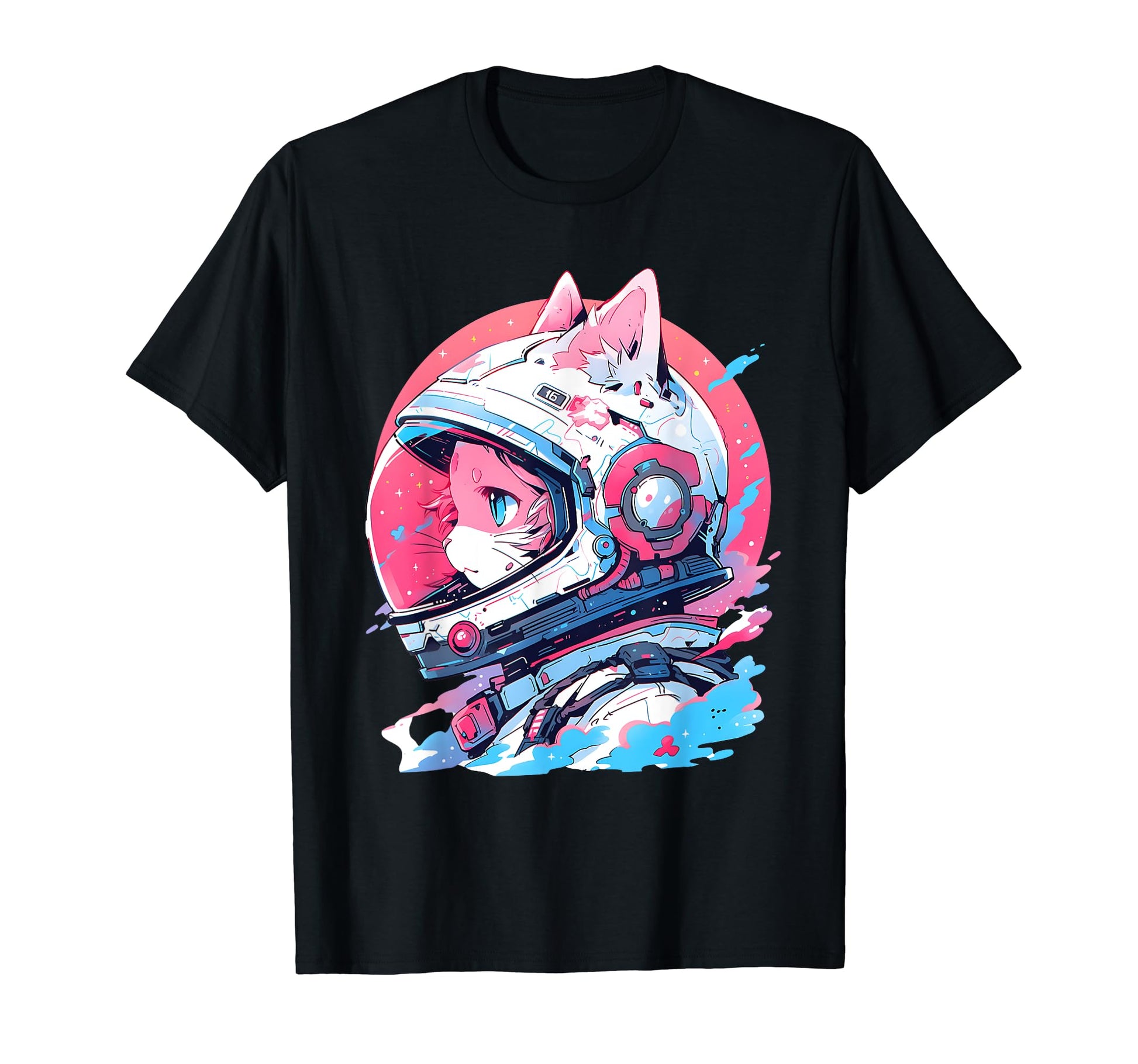80S 90S Aesthetic Vaporwave Space Cat T-Shirt - Fun Novelty Design Unisex - T-Shirt, Sweatshirt, Hoodie