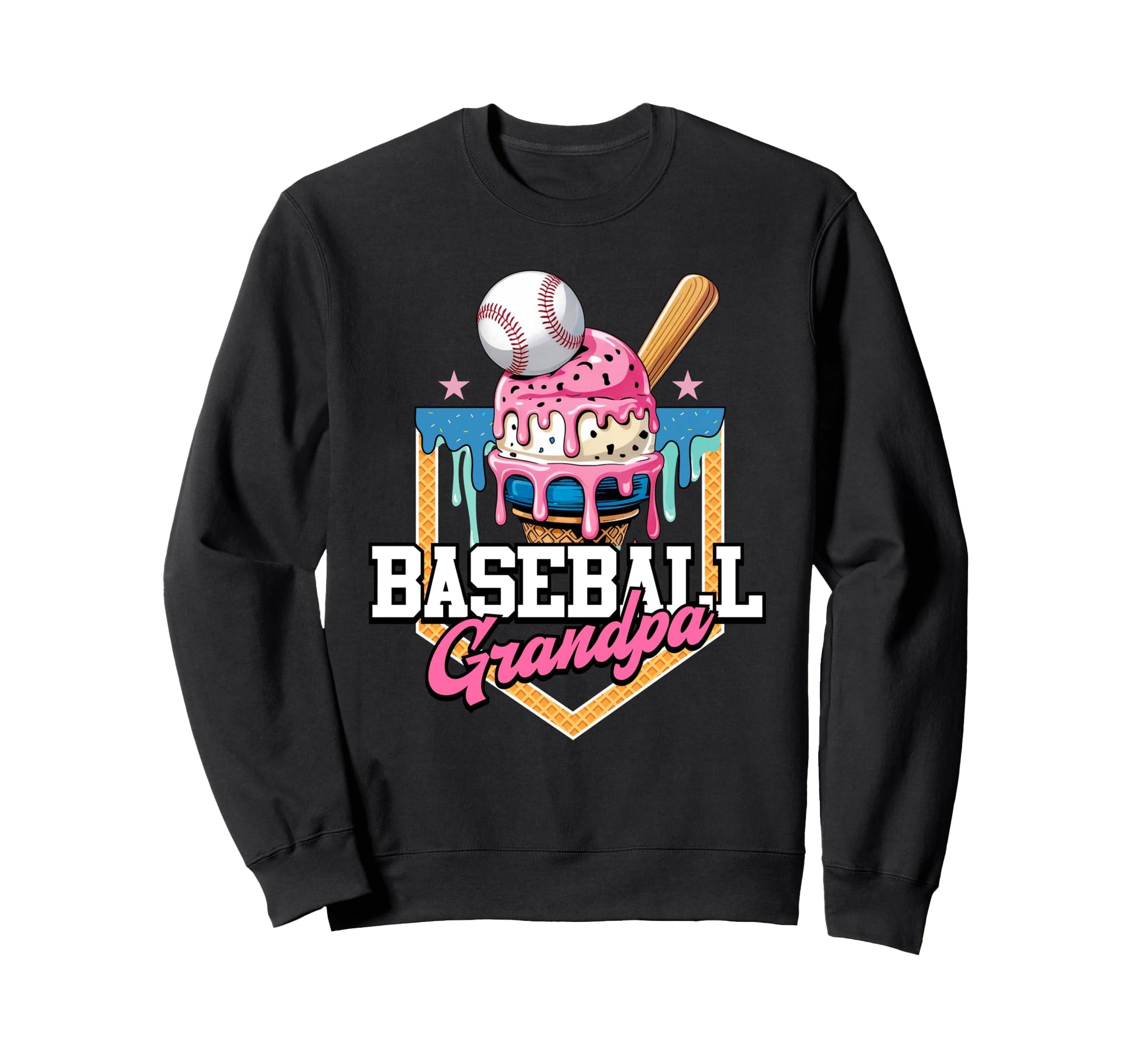 Baseball Grandpa Ice Cream Drip Home Sweatshirt - Unique Graphic Unisex - T-Shirt, Sweatshirt, Hoodie