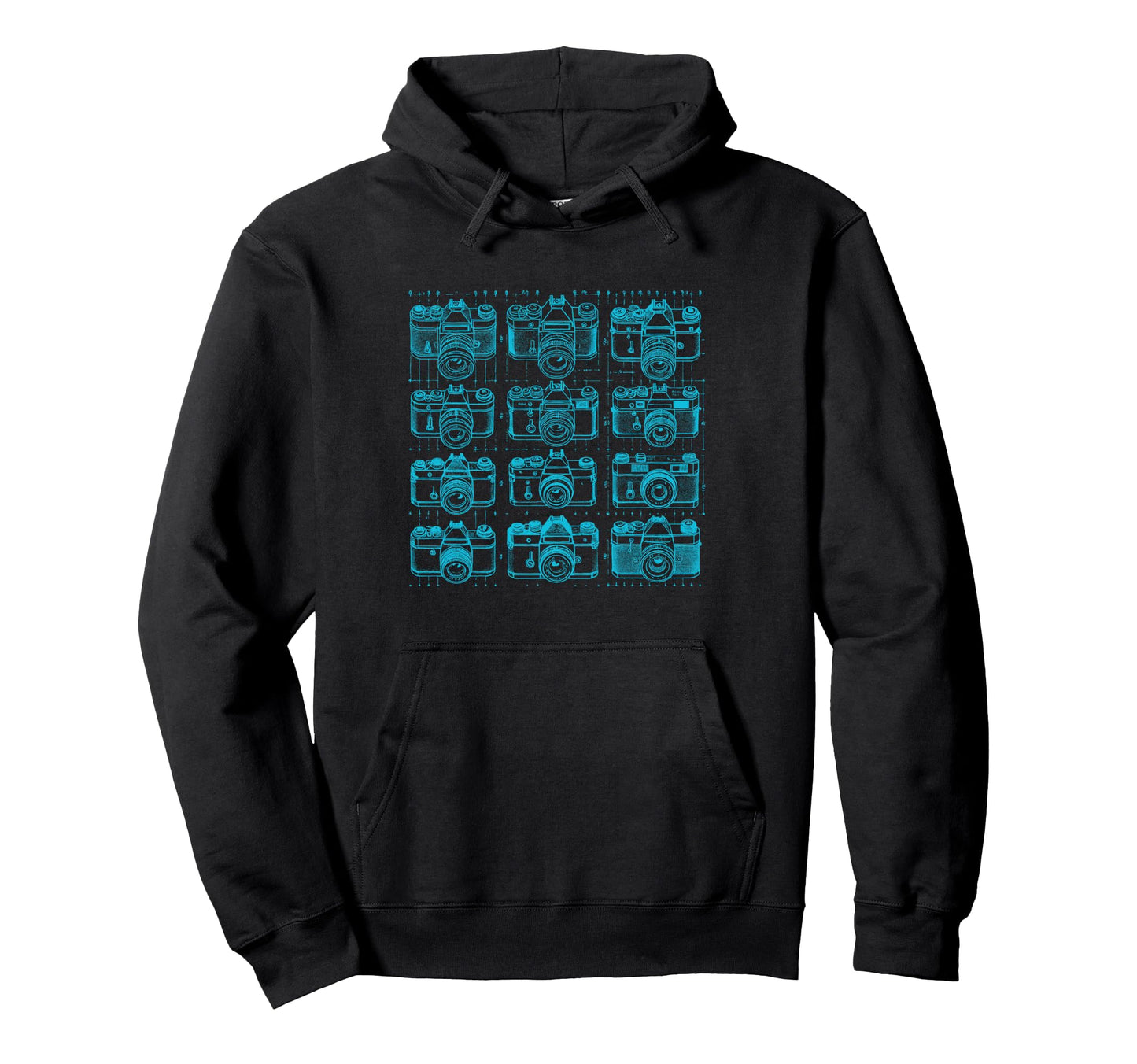 Camera Grid Light Blue Hoodie - Novelty Apparel Men Women - T-Shirt, Sweatshirt, Hoodie