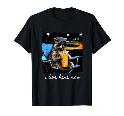 I Live Here Now Baseball Raccoon T-Shirt - Aesthetic Graphic for Adults - T-Shirt, Sweatshirt, Hoodie