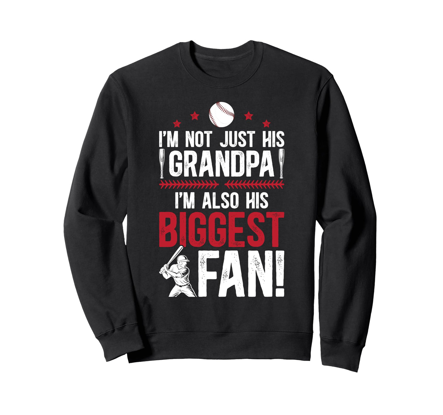 His Biggest Fan Baseball Grandpa Sweatshirt - Custom Art Print Unisex - T-Shirt, Sweatshirt, Hoodie