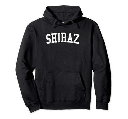 Shiraz Iran Distressed White Varsity Hoodie - Graphic Print Unisex - T-Shirt, Sweatshirt, Hoodie