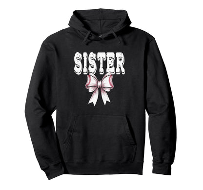 Coquette Baseball Bow Mom Sister Hoodie - Custom Art Print Men Women - T-Shirt, Sweatshirt, Hoodie