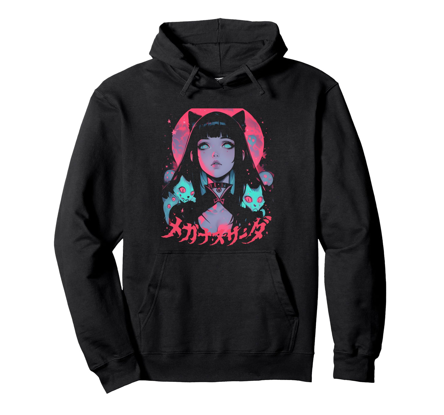 Goth Grunge Demon Anime Waifu Horror Hoodie - Minimalist Print Men Women - T-Shirt, Sweatshirt, Hoodie