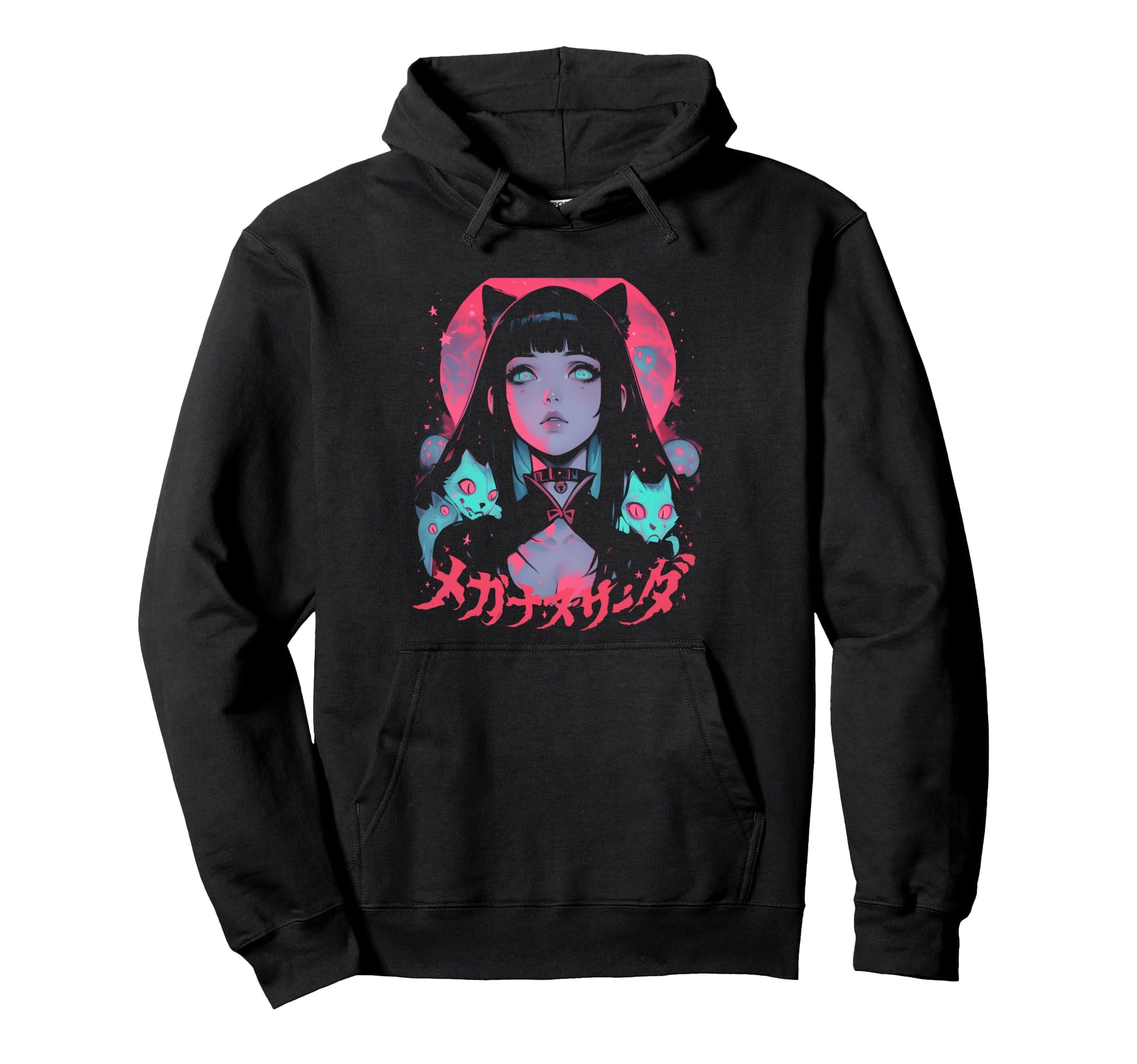 Goth Grunge Demon Anime Waifu Horror Hoodie - Minimalist Print Men Women - T-Shirt, Sweatshirt, Hoodie