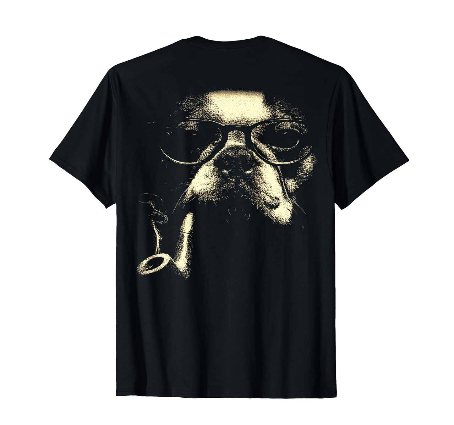 French Bulldog Glasses Smoking Pipe T-Shirt - Minimalist Print for Adults - T-Shirt, Sweatshirt, Hoodie