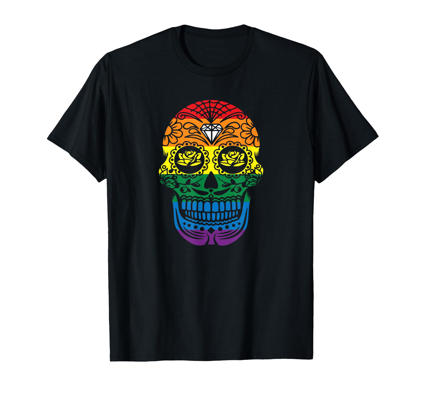 Skull Pride Lgbt Rainbow Flag T-Shirt - Casual Everyday Wear for Adults - T-Shirt, Sweatshirt, Hoodie