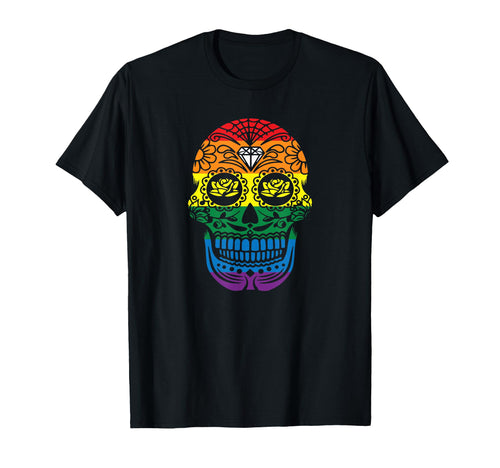 Skull Pride Lgbt Rainbow Flag T-Shirt - Casual Everyday Wear for Adults - T-Shirt, Sweatshirt, Hoodie