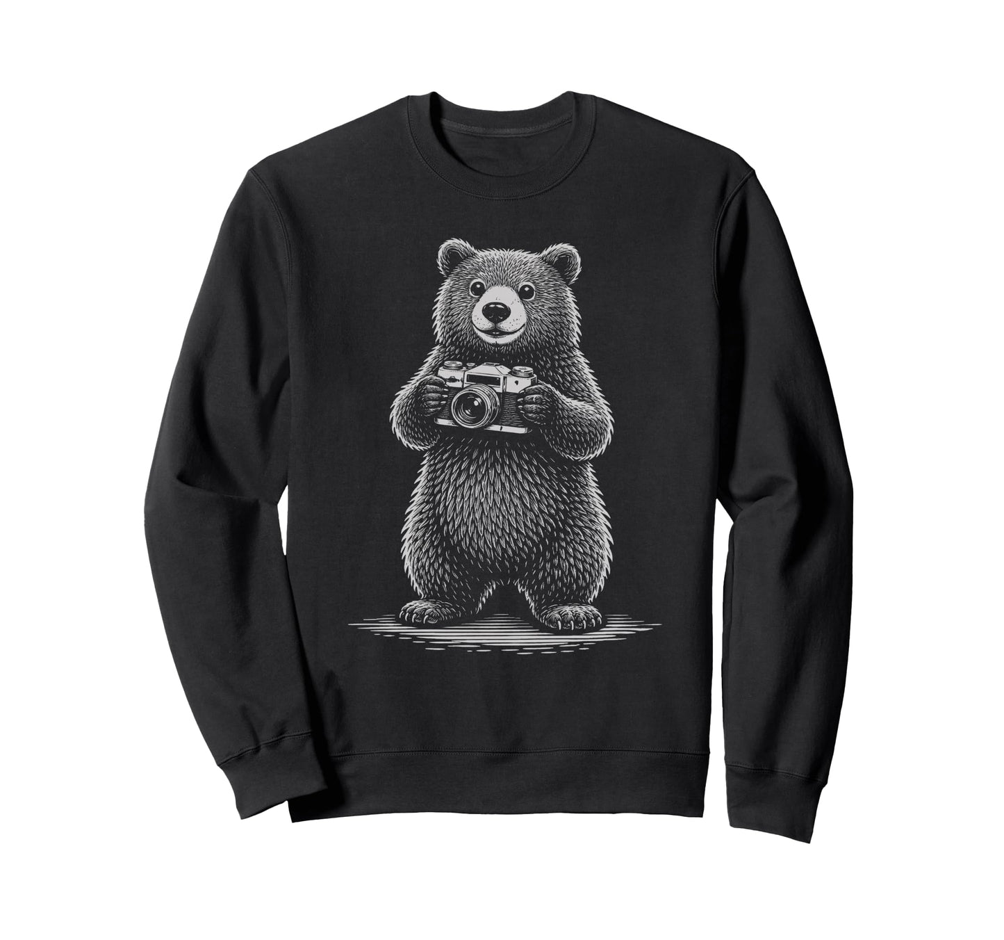 Bear Photographer Camera Sweatshirt - Streetwear Style for Adults - T-Shirt, Sweatshirt, Hoodie