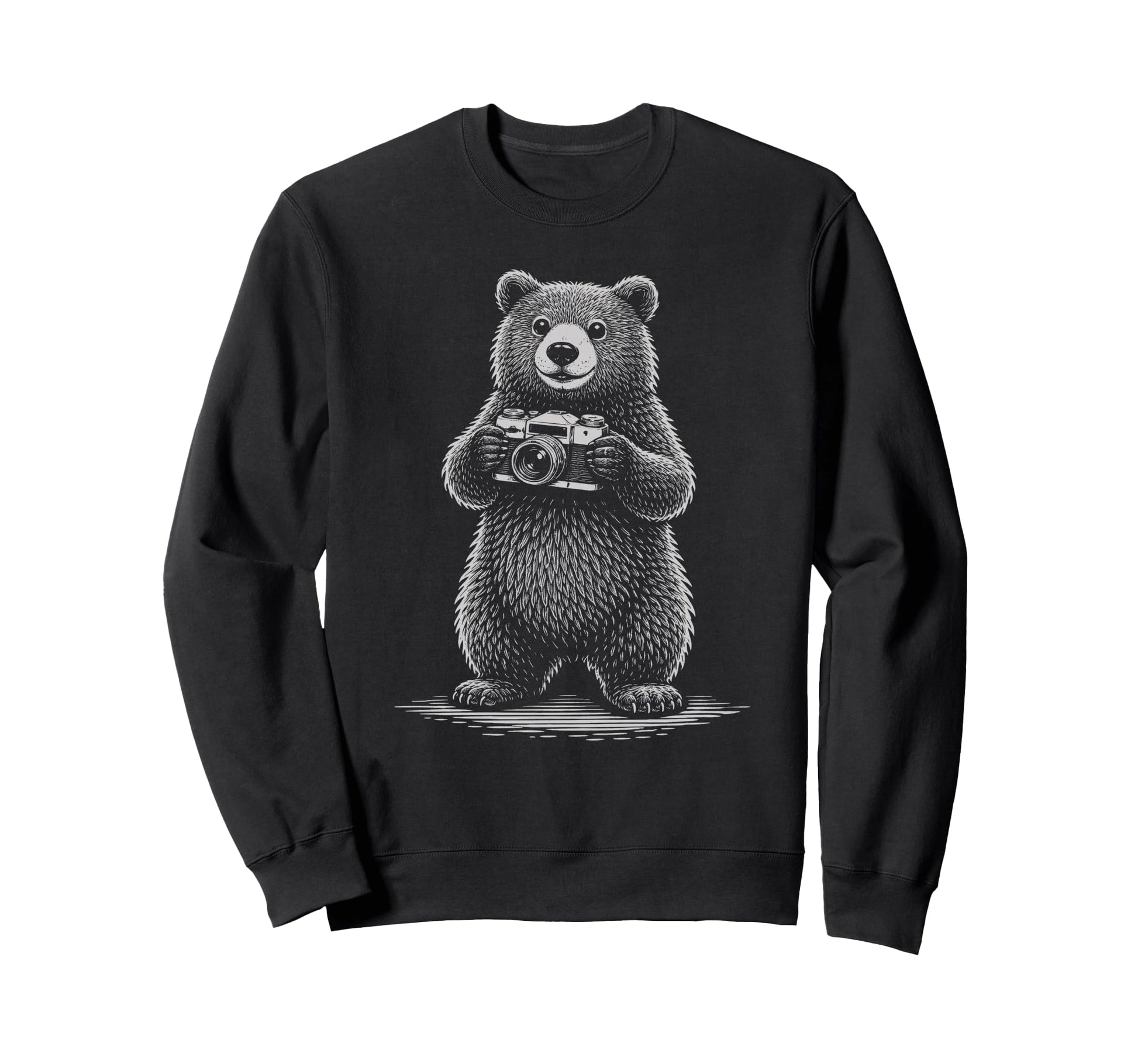Bear Photographer Camera Sweatshirt - Streetwear Style for Adults - T-Shirt, Sweatshirt, Hoodie