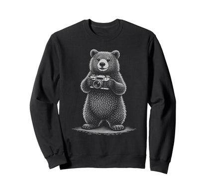 Bear Photographer Camera Sweatshirt - Streetwear Style for Adults - T-Shirt, Sweatshirt, Hoodie