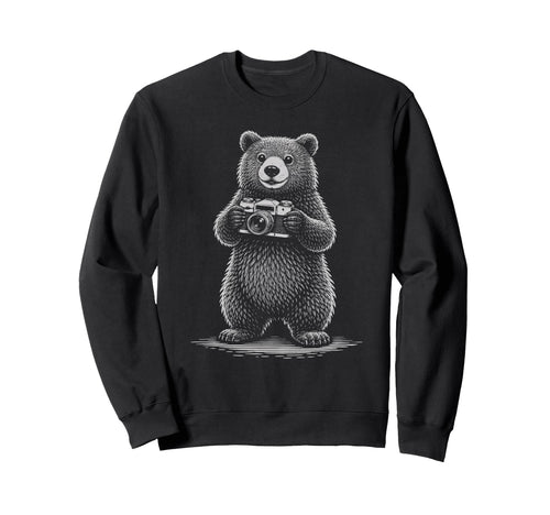 Bear Photographer Camera Sweatshirt - Streetwear Style for Adults - T-Shirt, Sweatshirt, Hoodie