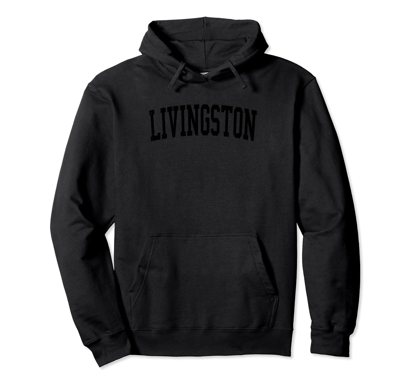 Livingston Mt Distressed Black Varsity Hoodie - Trendy Graphic for Adults - T-Shirt, Sweatshirt, Hoodie
