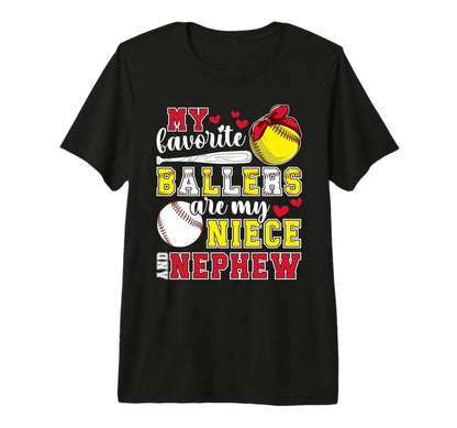 My Niece And Nephew Baseball Softball T-Shirt - Custom Art Print Men Women - T-Shirt, Sweatshirt, Hoodie