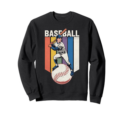 Baseball Player Sports Rainbow Stripes Sweatshirt - Minimalist Print Unisex - T-Shirt, Sweatshirt, Hoodie