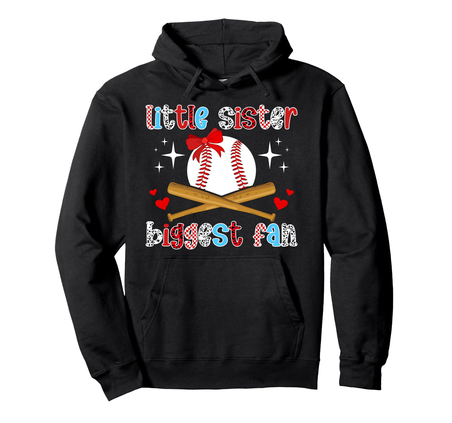 Little Sister Baseball Sister Baseball Hoodie - Unique Graphic Unisex - T-Shirt, Sweatshirt, Hoodie
