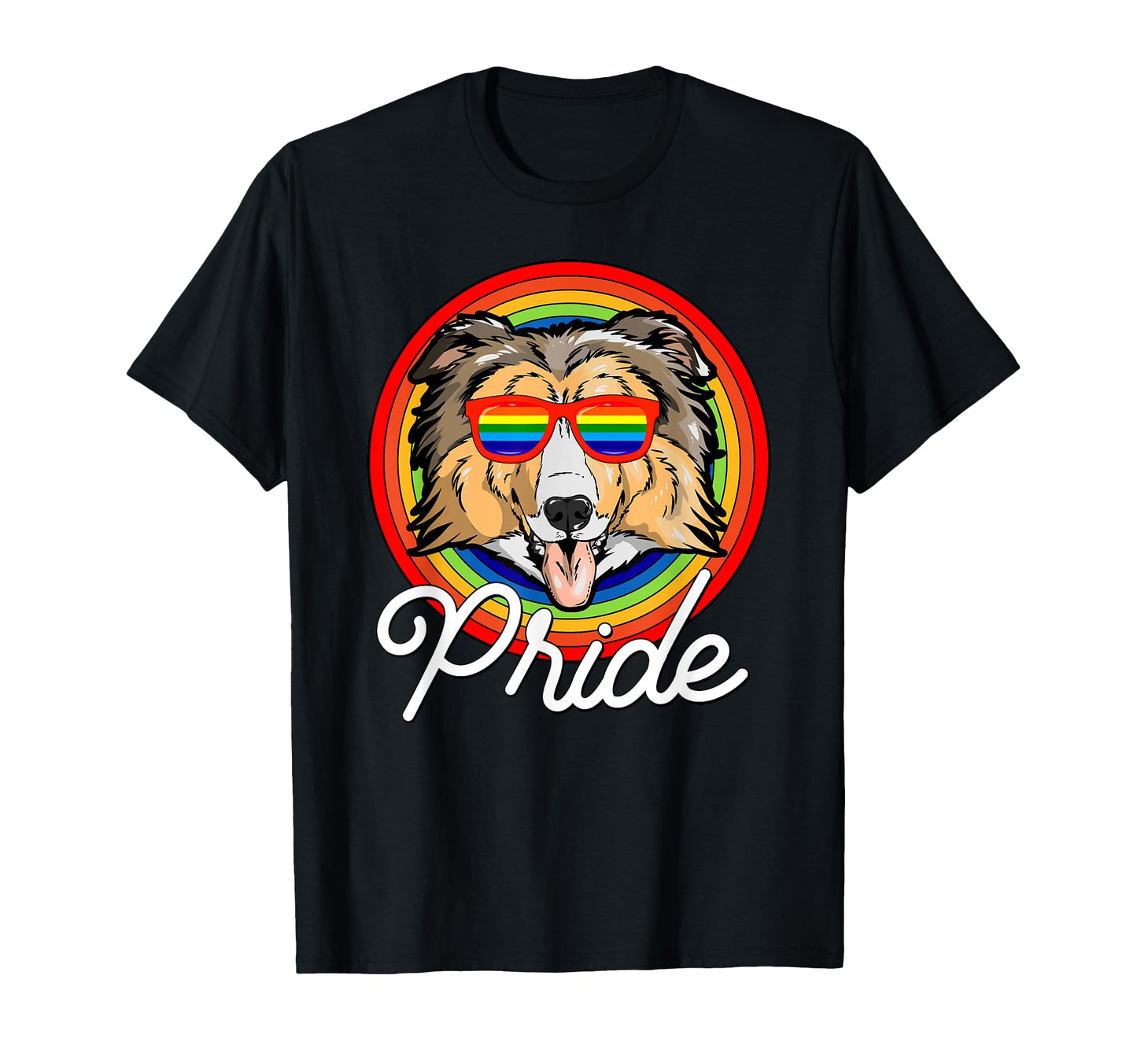 Collie Lgbt Pride Dog Rainbow T-Shirt - Casual Everyday Wear Unisex - T-Shirt, Sweatshirt, Hoodie