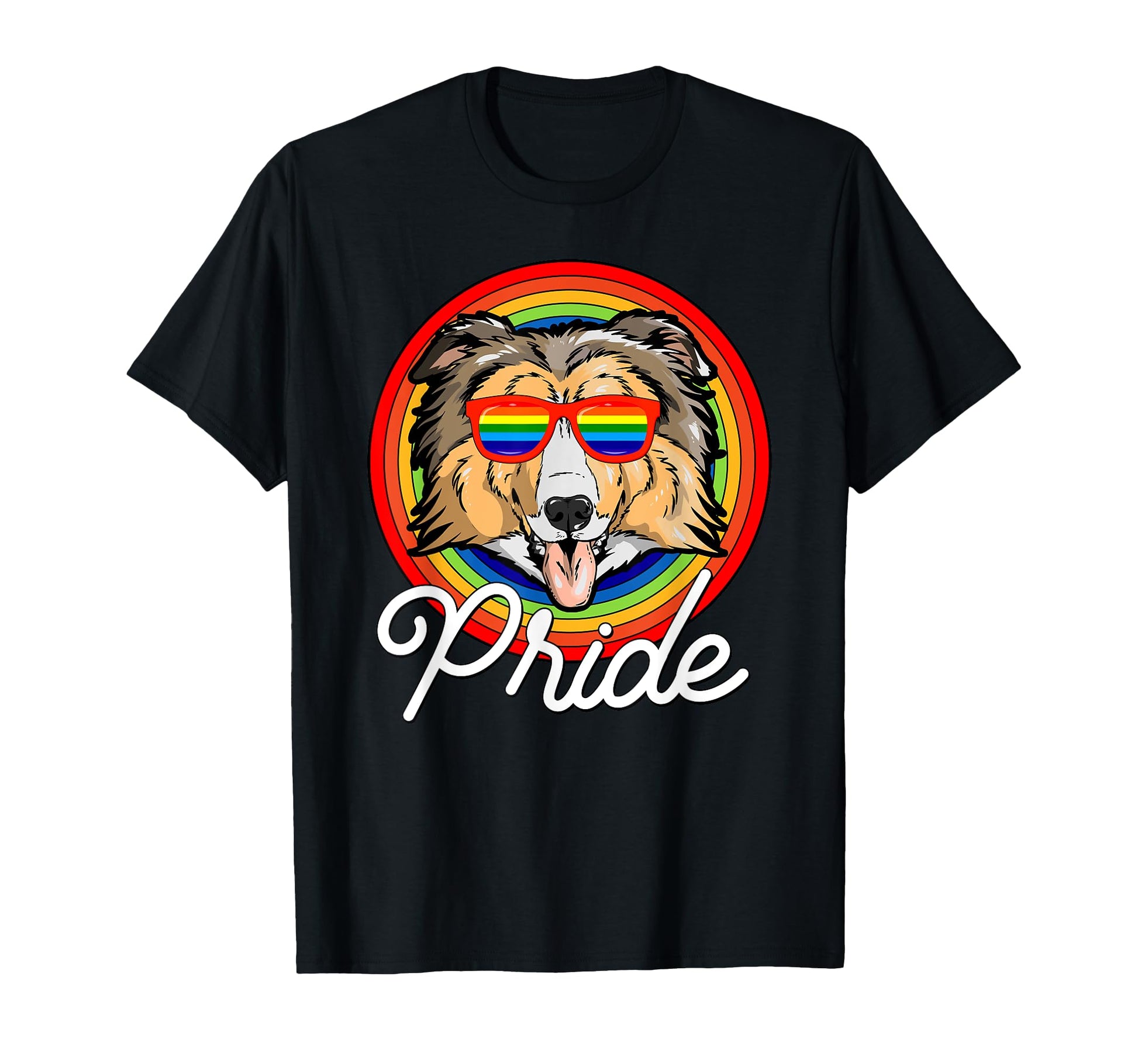 Collie Lgbt Pride Dog Rainbow T-Shirt - Casual Everyday Wear Unisex - T-Shirt, Sweatshirt, Hoodie