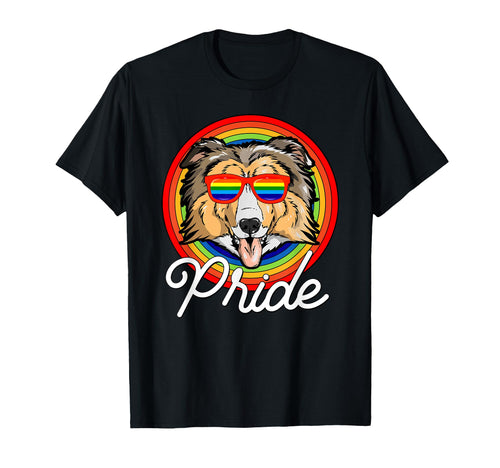 Collie Lgbt Pride Dog Rainbow T-Shirt - Casual Everyday Wear Unisex - T-Shirt, Sweatshirt, Hoodie