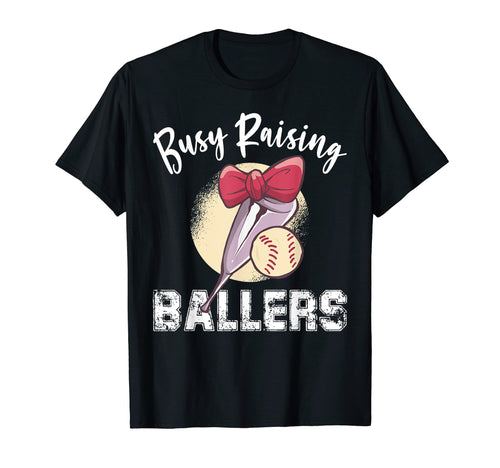 Busy Raising Ballers Softball Mom T-Shirt - Minimalist Print Unisex - T-Shirt, Sweatshirt, Hoodie
