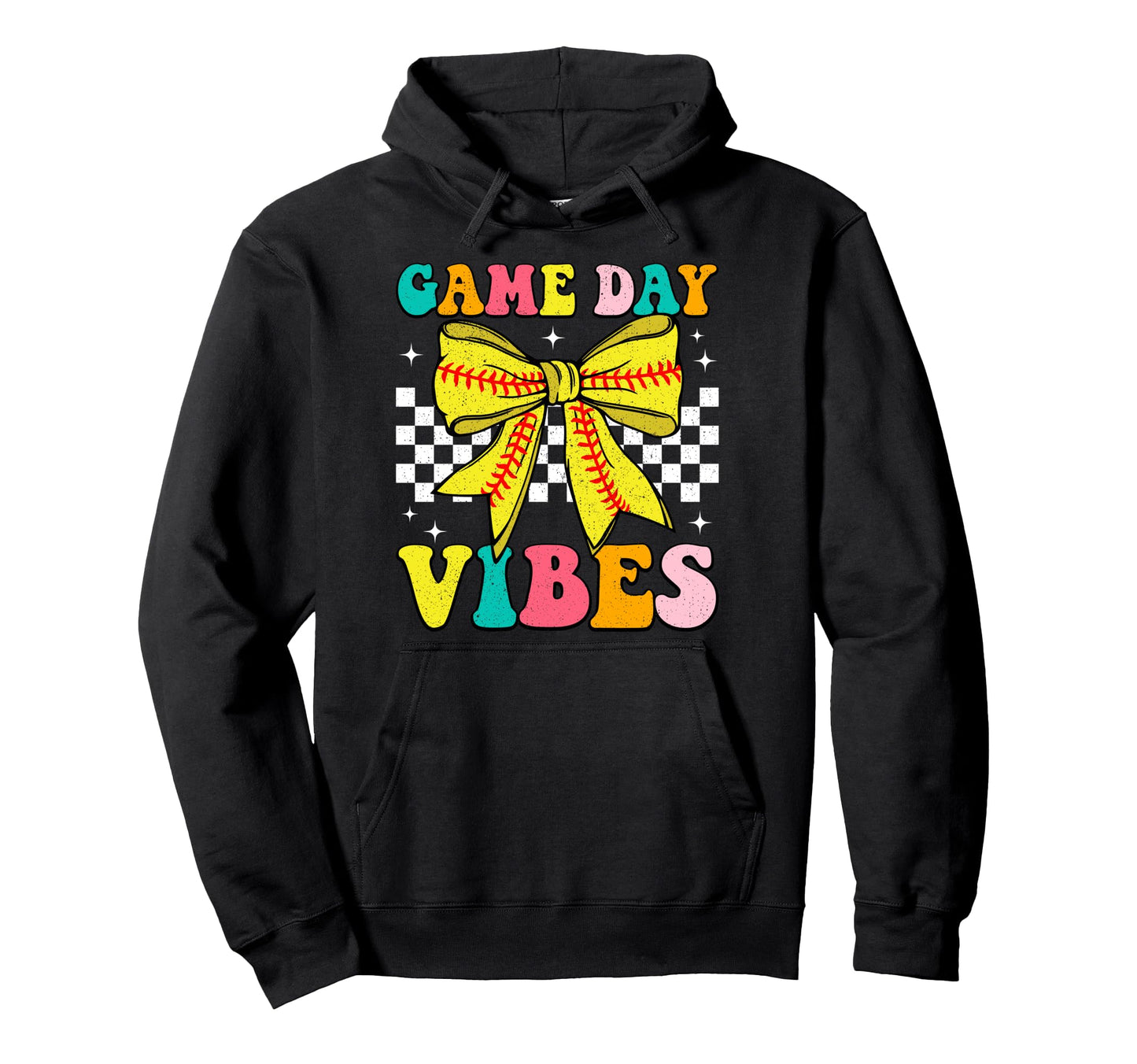 Game Day Vibes Coquette Bow Softball Mama Hoodie - Aesthetic Graphic Unisex - T-Shirt, Sweatshirt, Hoodie