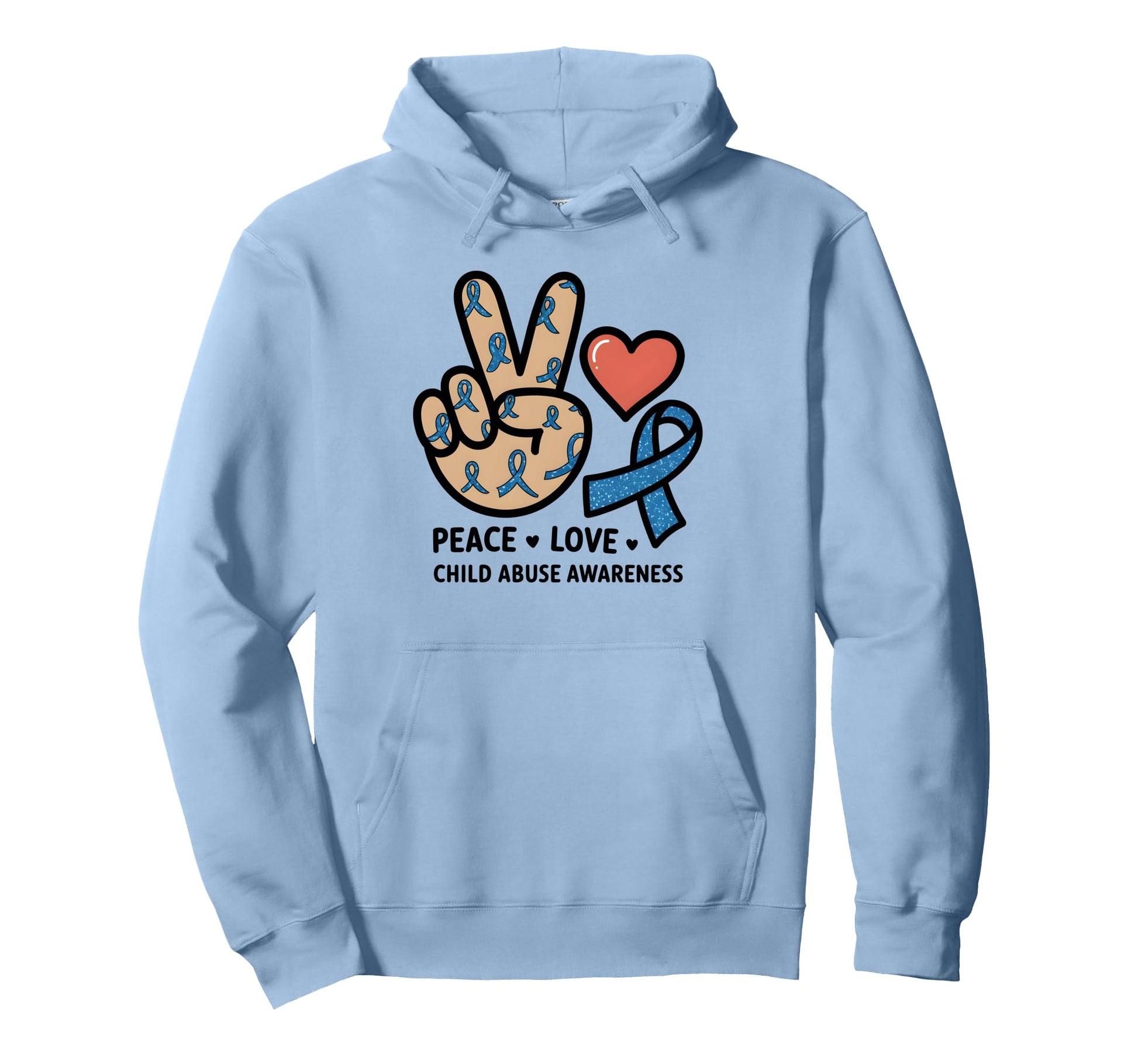 Peace Love Hope Child Abuse Awareness Hoodie - Novelty Apparel Men Women - T-Shirt, Sweatshirt, Hoodie