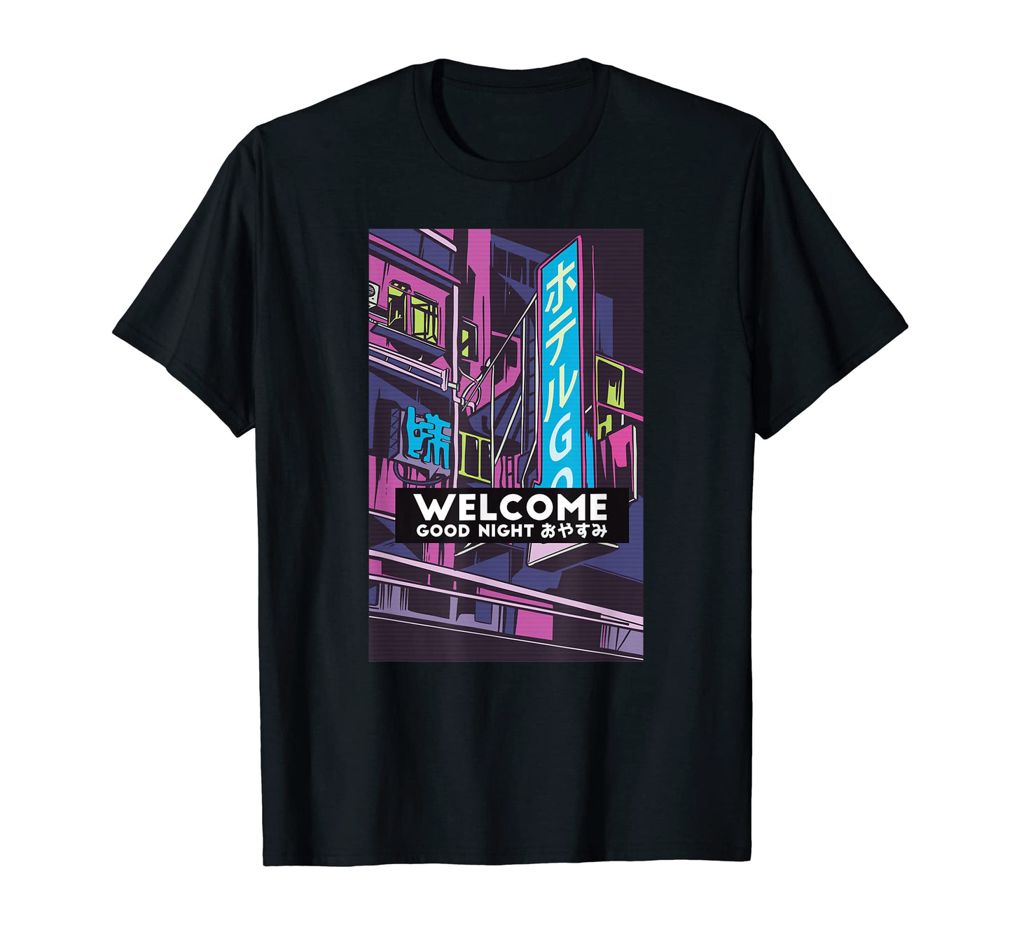 Asian City Hotel Aesthetic Vaporwave T-Shirt - Custom Art Print Unisex - T-Shirt, Sweatshirt, Hoodie