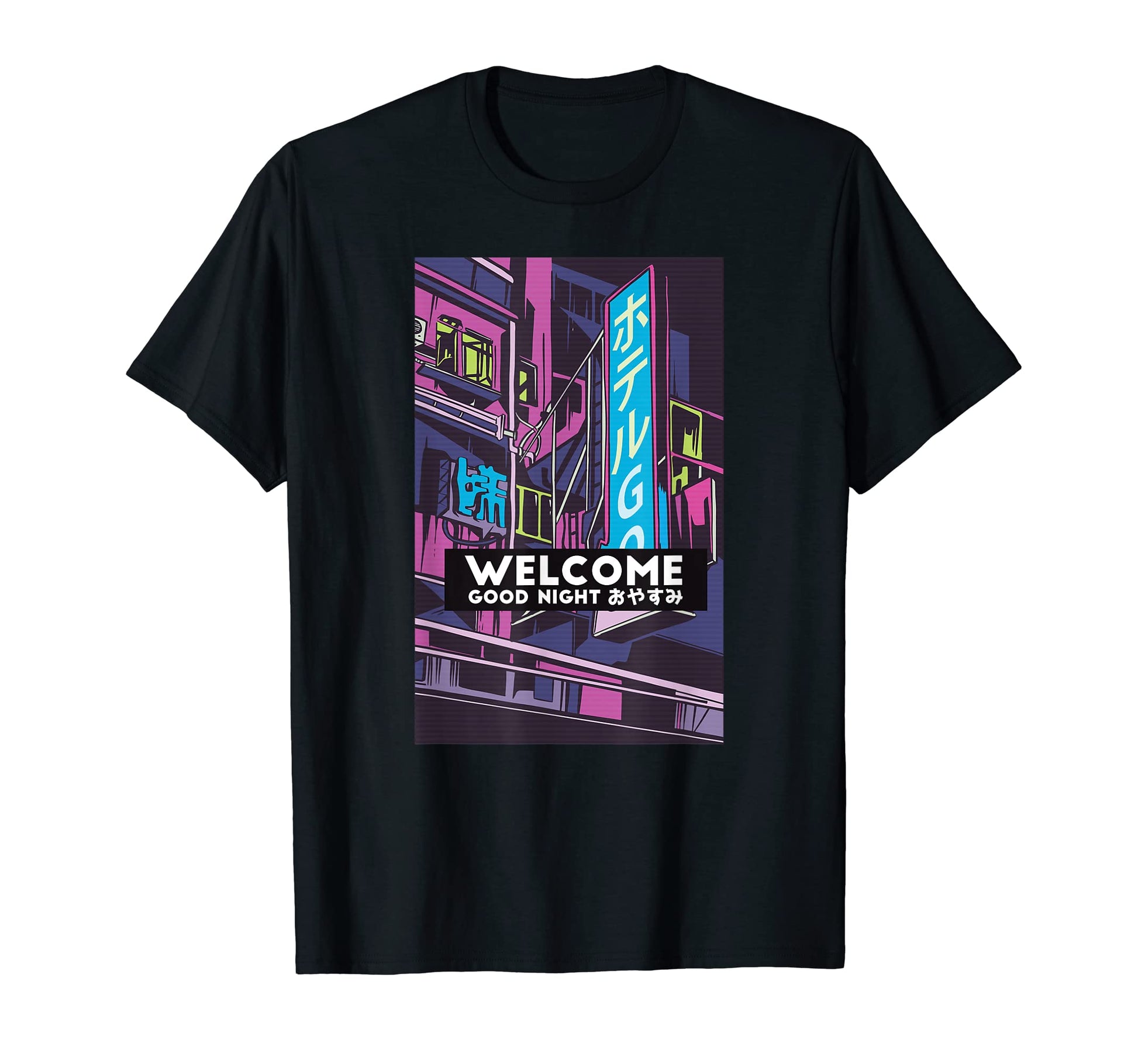 Asian City Hotel Aesthetic Vaporwave T-Shirt - Custom Art Print Unisex - T-Shirt, Sweatshirt, Hoodie