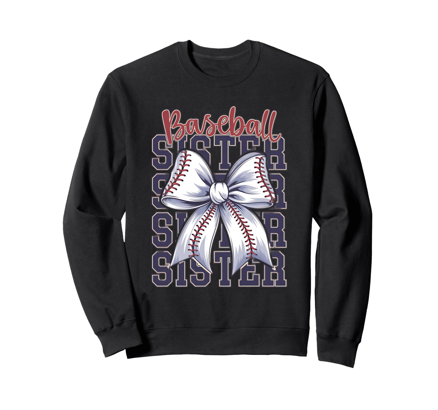 Baseball Sister Coquette Bow Sweatshirt - Custom Art Print Men Women - T-Shirt, Sweatshirt, Hoodie