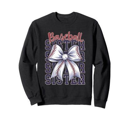 Baseball Sister Coquette Bow Sweatshirt - Custom Art Print Men Women - T-Shirt, Sweatshirt, Hoodie