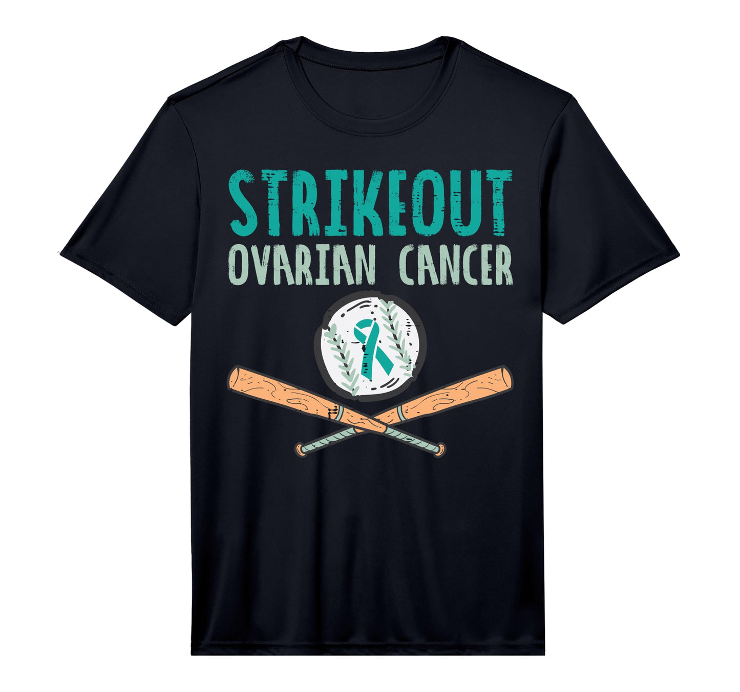 Strikeout Ovarian Cancer Baseball Teal T-Shirt - Unique Graphic Unisex - T-Shirt, Sweatshirt, Hoodie