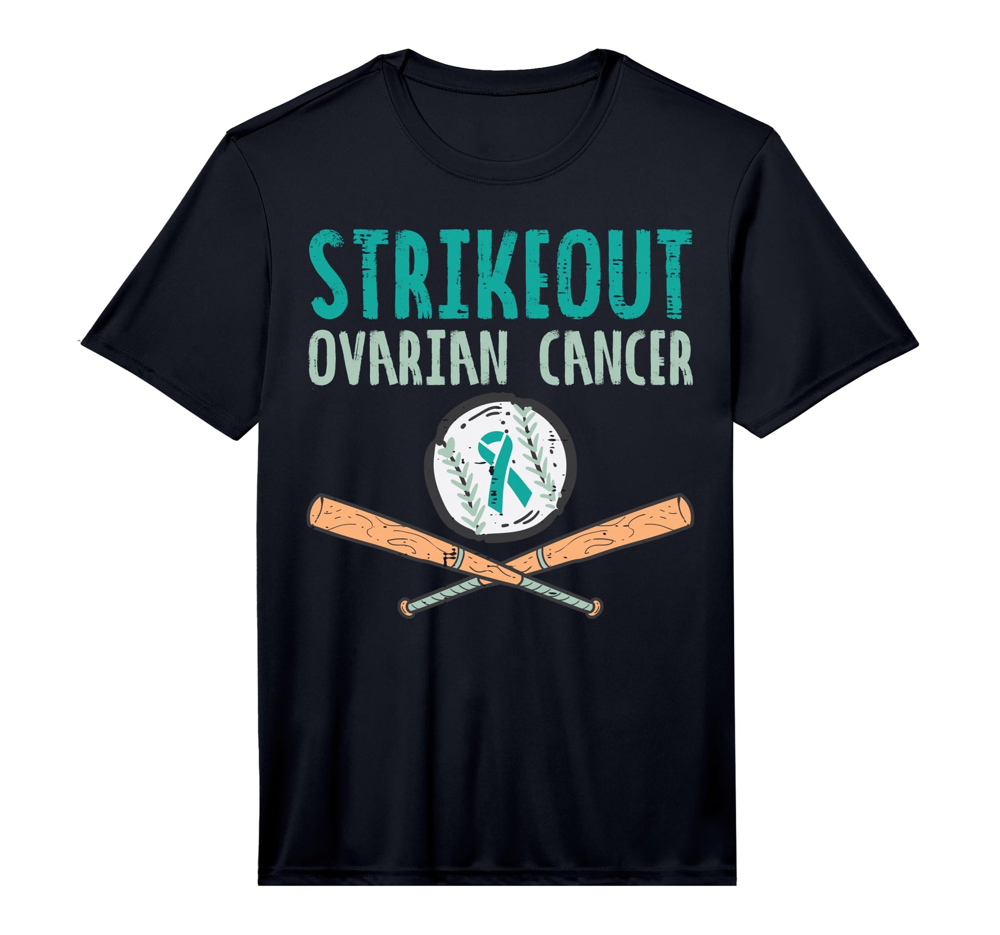 Strikeout Ovarian Cancer Baseball Teal T-Shirt - Unique Graphic Unisex - T-Shirt, Sweatshirt, Hoodie