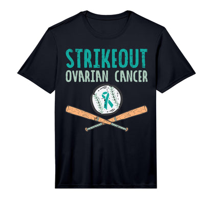 Strikeout Ovarian Cancer Baseball Teal T-Shirt - Unique Graphic Unisex - T-Shirt, Sweatshirt, Hoodie