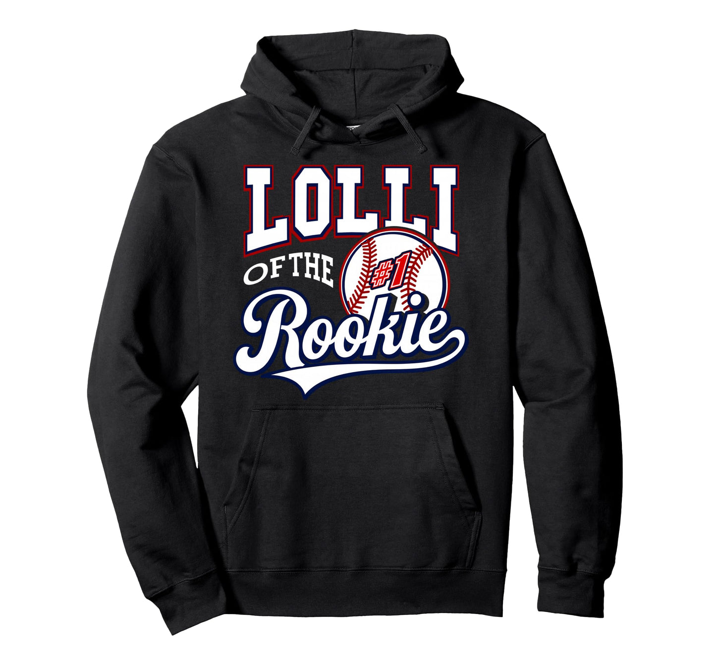 Grandma Lolli Number 1 Rookie Baseball Hoodie - Minimalist Print for Adults - T-Shirt, Sweatshirt, Hoodie