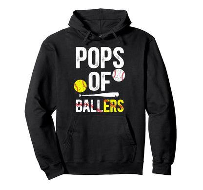 Pops Ballers Baseball Softball Pops Hoodie - Graphic Print for Adults - T-Shirt, Sweatshirt, Hoodie