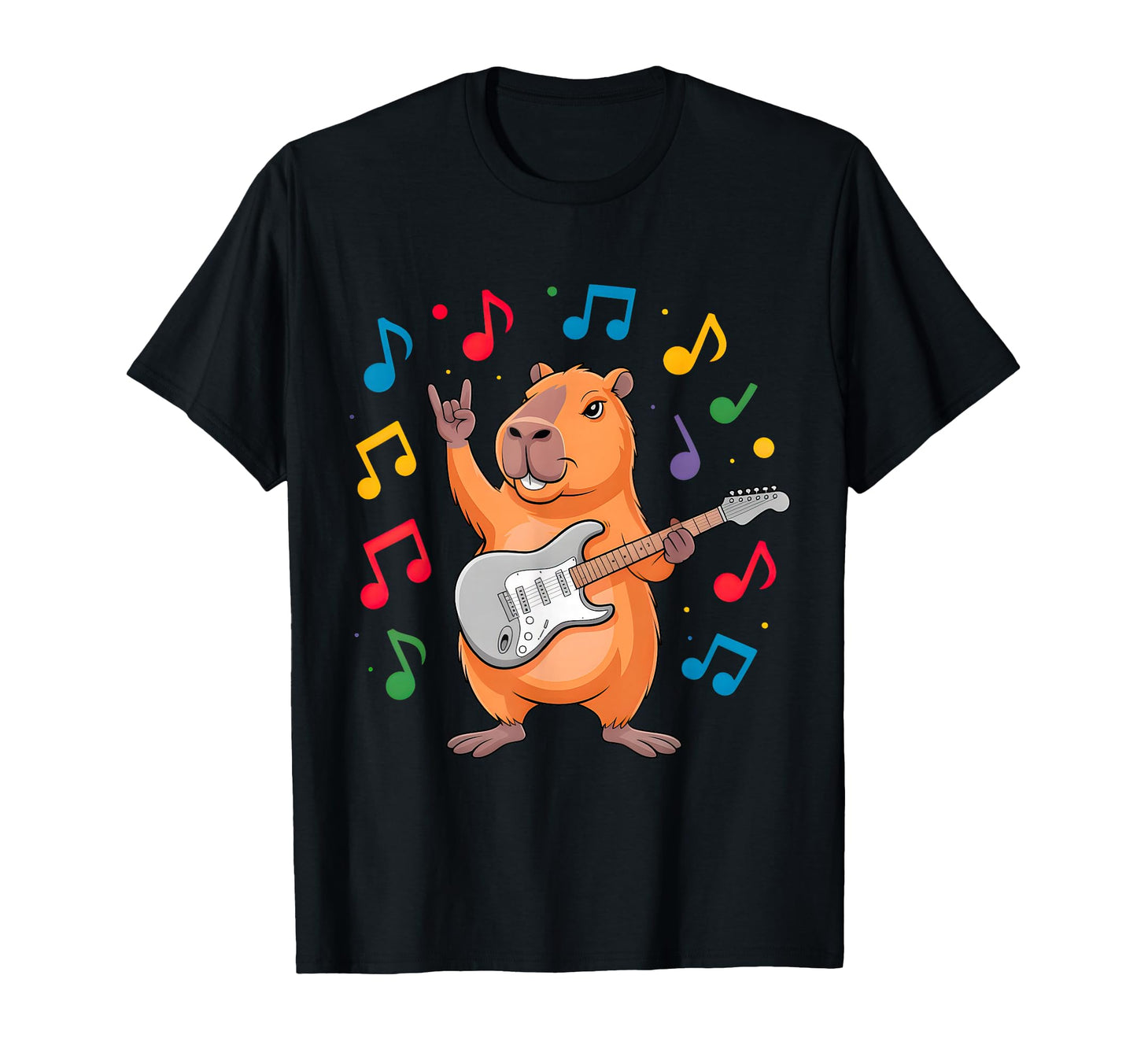 Capybara Playing Guitar Funny T-Shirt - Casual Everyday Wear for Adults - T-Shirt, Sweatshirt, Hoodie