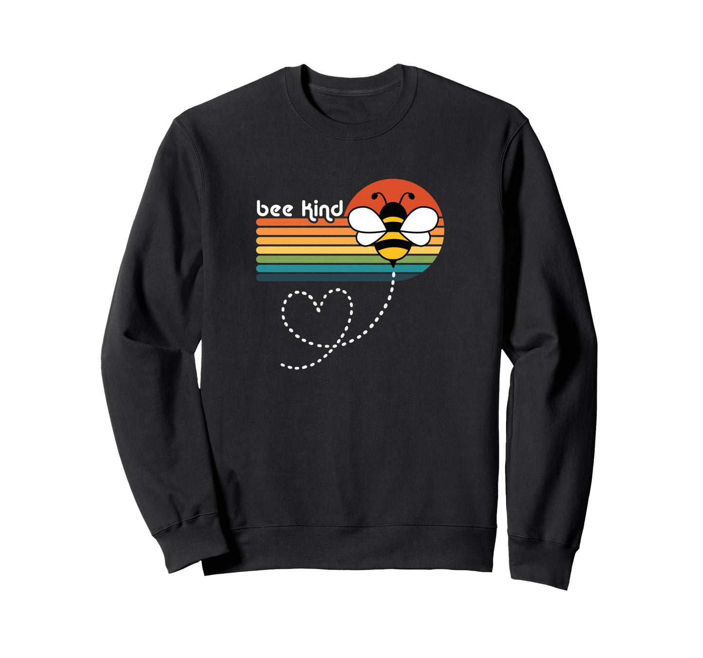 Bee Kind 70S Rainbow Sweatshirt - Graphic Print Unisex - T-Shirt, Sweatshirt, Hoodie