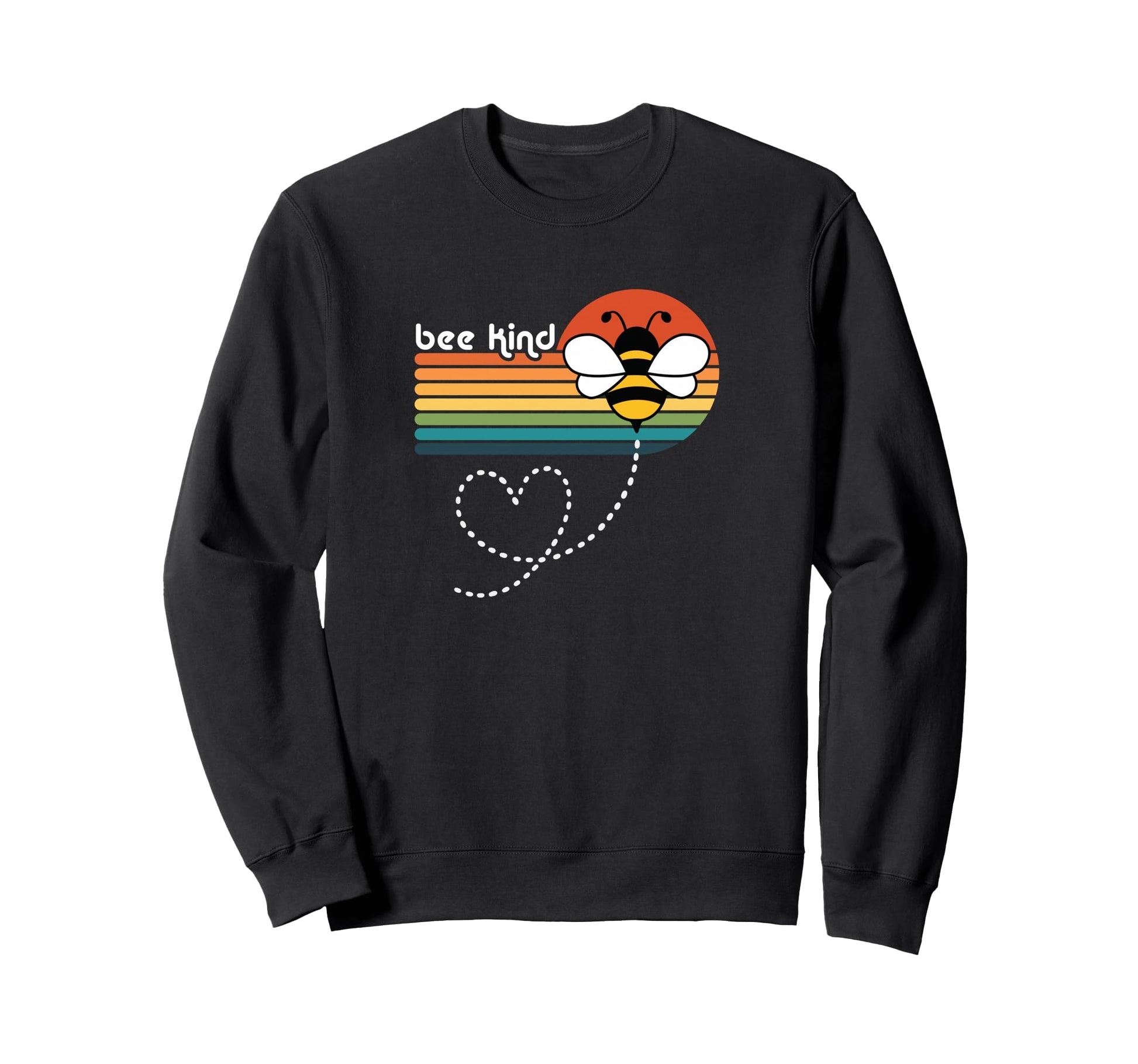 Bee Kind 70S Rainbow Sweatshirt - Graphic Print Unisex - T-Shirt, Sweatshirt, Hoodie
