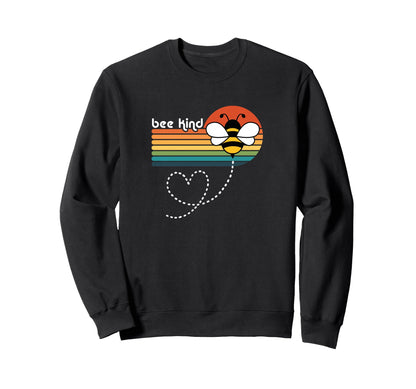 Bee Kind 70S Rainbow Sweatshirt - Graphic Print Unisex - T-Shirt, Sweatshirt, Hoodie