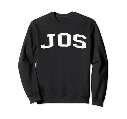 Jos Nigeria Distressed White Varsity Sweatshirt - Aesthetic Graphic Unisex - T-Shirt, Sweatshirt, Hoodie