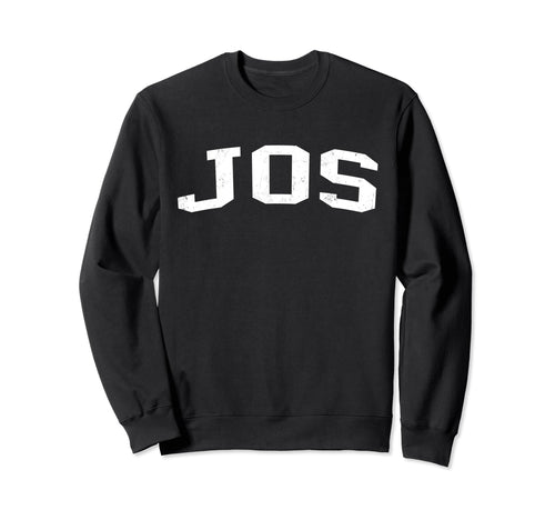 Jos Nigeria Distressed White Varsity Sweatshirt - Aesthetic Graphic Unisex - T-Shirt, Sweatshirt, Hoodie
