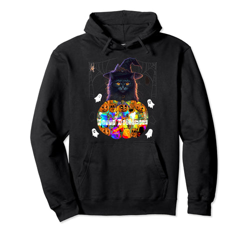 Happy Halloween Creepy Witch Black Hoodie - Aesthetic Graphic for Adults - T-Shirt, Sweatshirt, Hoodie